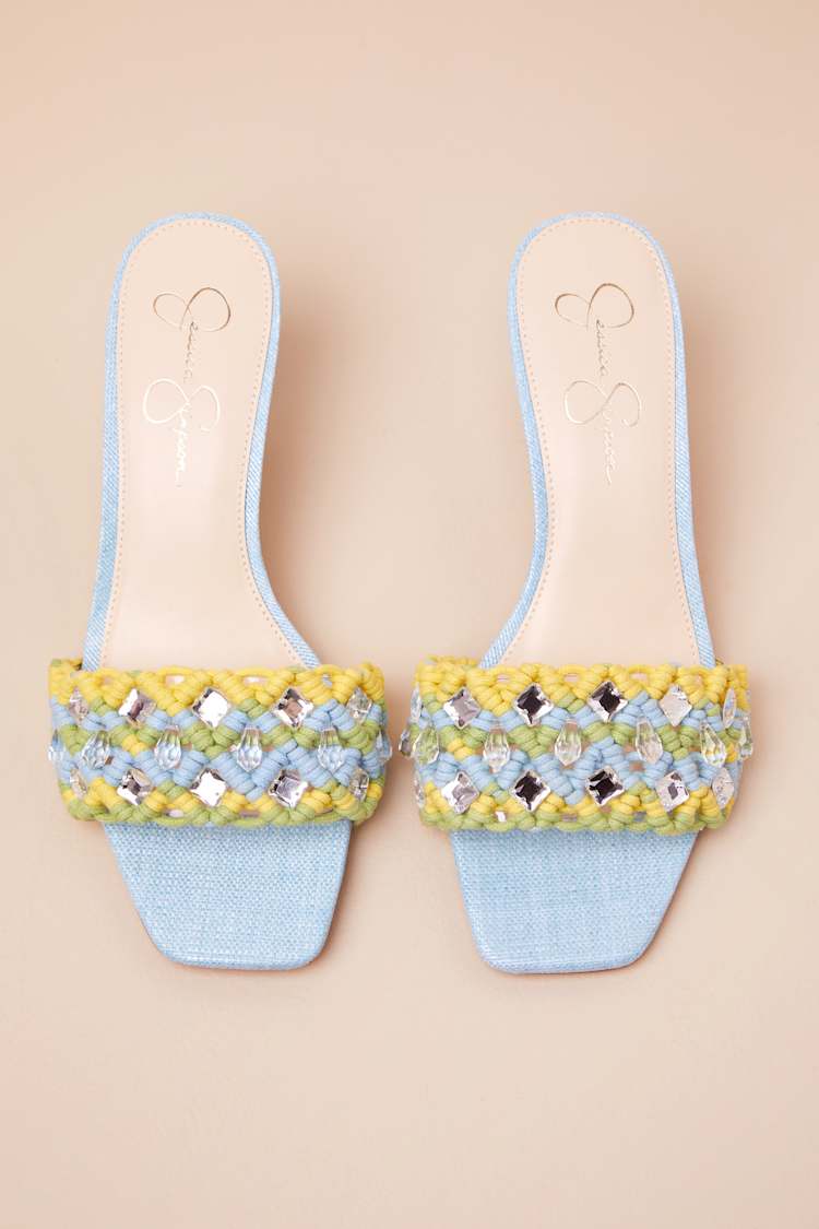 Cameleah Chambre Lizard Macramé High Heel Slide Sandals