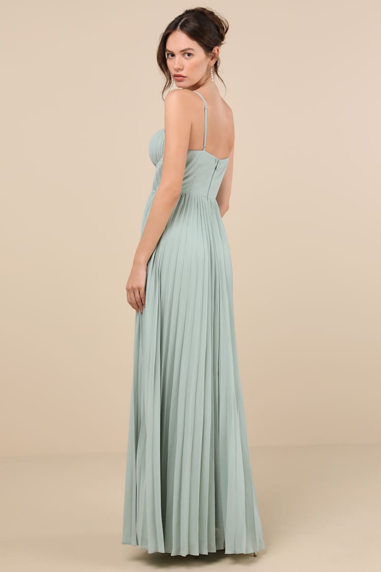 outstanding elegance sage green satin surplice maxi dress Sage Green Satin Maxi Wedding Guest Dress SOLENE main image 0