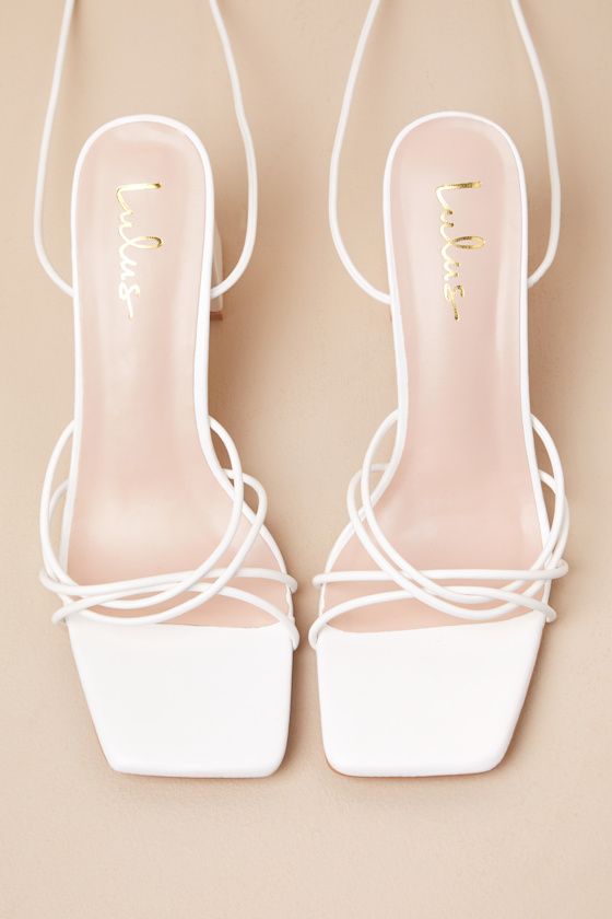 Lulus Orlie White Strappy Lace-up High Heel Sandals