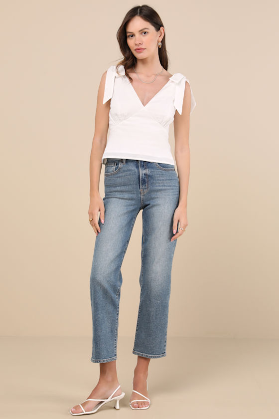 Lulus Violet Ivory Tie-strap Tank Top In Ivory