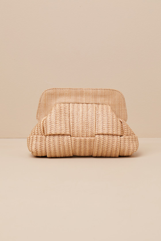 Nathalie Beige Woven Crossbody Clutch