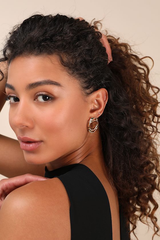 LULUS FARIHA GOLD DOUBLE LAYERED HOOP EARRINGS