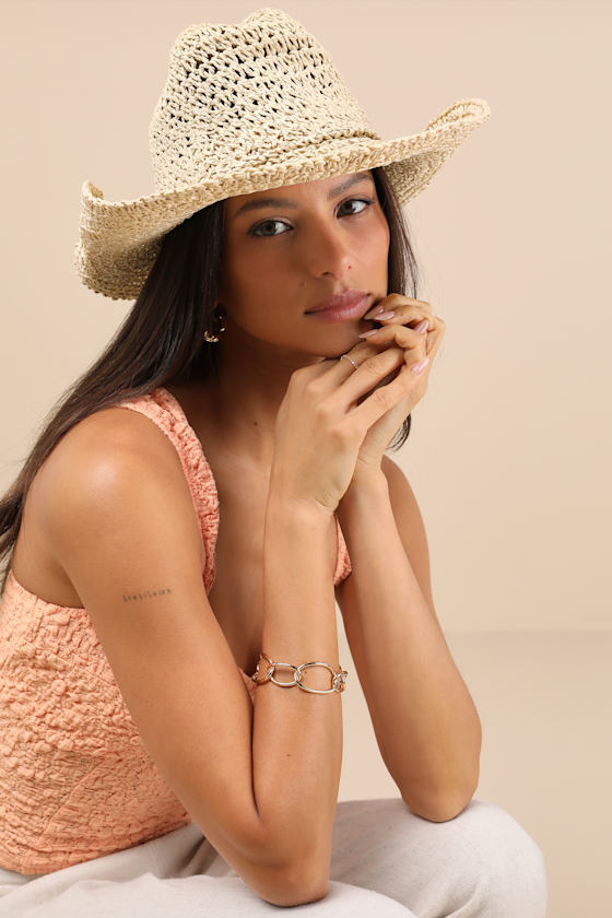 Beachside Charm Beige Woven Straw Sun Hat 6