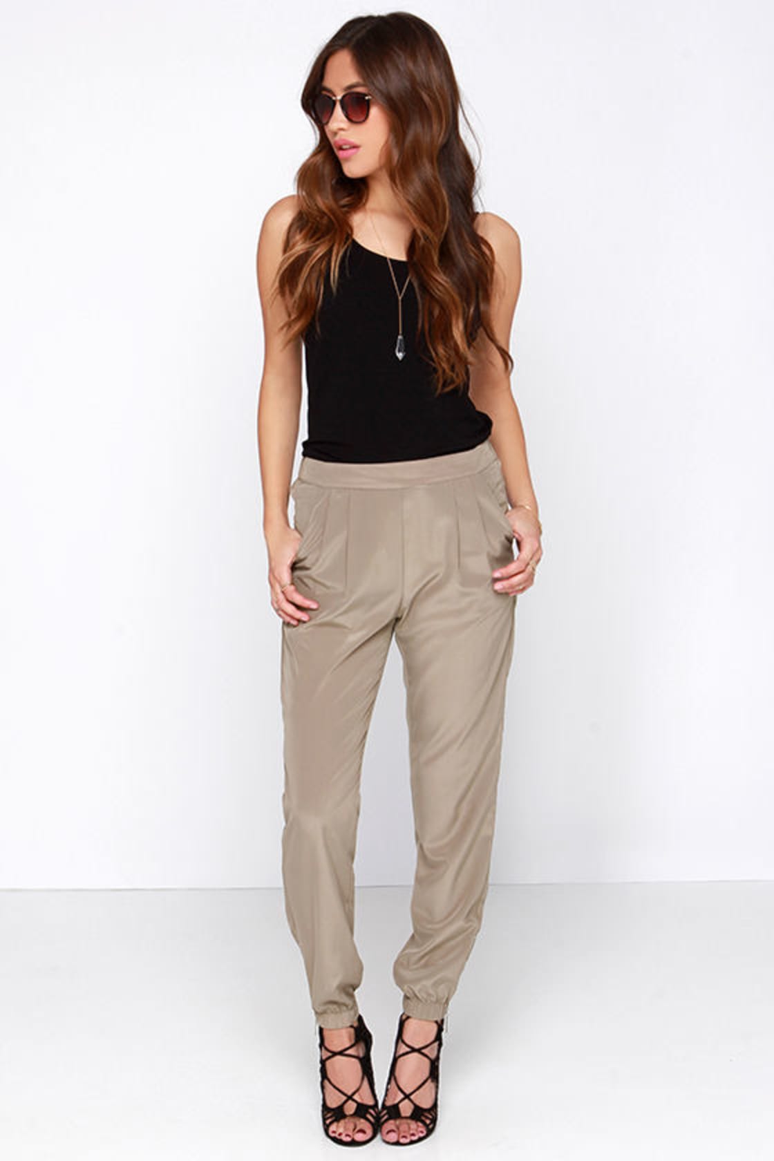 Cute Taupe Pants - Jogger Pants - Zipper Pants - $49.00 - Lulus