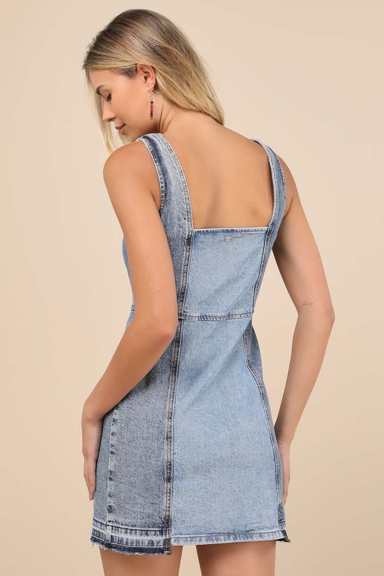 Roxy Sami Dress - Light Wash Split Denim Dress - Zip-Front Dress - Lulus Roxy Sami Dress - Light Wash Split Denim Dress - Zip-Front Dress - Lulus