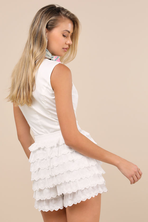 Lulus Raphaela White Eyelet Embroidered Bloomer Shorts In White