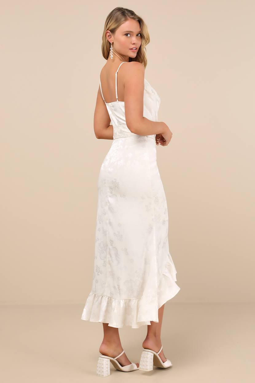 slim fit dress slacks Prim Midi Dress - Ivory | Elegant Midi Dress main image 1