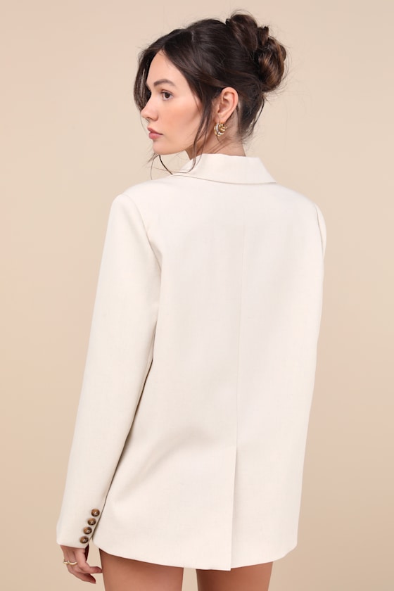 Maita Ivory Linen Oversized Blazer