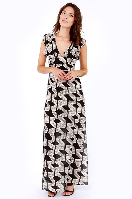 Cute Print Dress - Maxi Dress - Black Dress - $75.00 - Lulus