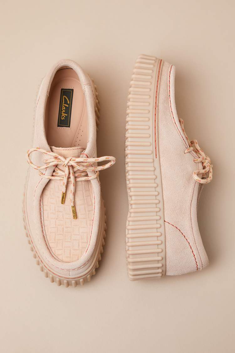 Torhill Bee Ecru Suede Leather Flatform Lace-Up Loafers