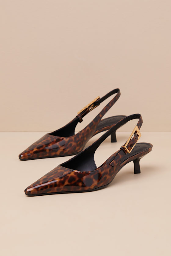 Ciara Tortoiseshell Black Patent Leather Slingback Pumps 1