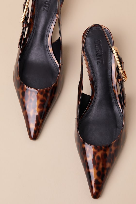 Schutz Ciara Tortoiseshell Black Patent Slingback Pumps In Black