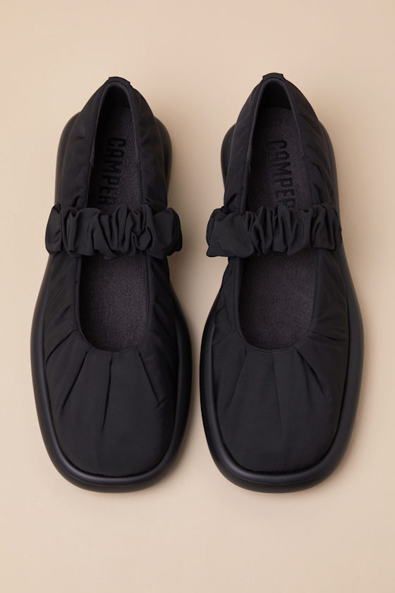Camper Onda Black Pleated Ballet Flats