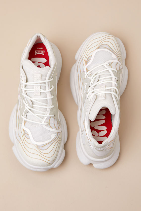 Camper Karst White Multi Mesh Lace-up Sneakers In White