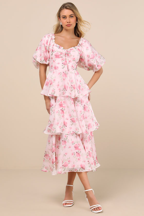 Pitusa Colorblock Tiered Ruffle Dress - Light Pink main image 1