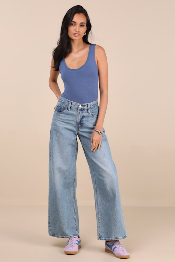 Lulus Unlimited Adventure Blue Sleeveless Scoop Neck Bodysuit In Blue