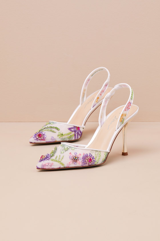 【Betsey Johnson】Velma VELMA NUDE MULTI Pointed-Toe Stiletto Pump Mesh Heel