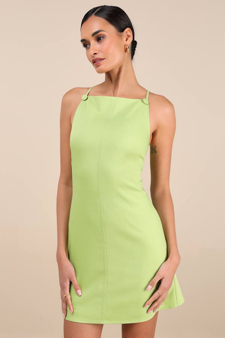 green emerald velvet dress Lucy Lime Long Sleeve Mini Dress main image 1