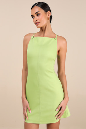 Chic Ease Lime Green Sleeveless Mini Dress