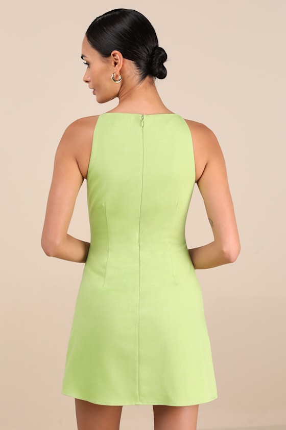 Lulus Chic Ease Lime Green Sleeveless Mini Dress In Green