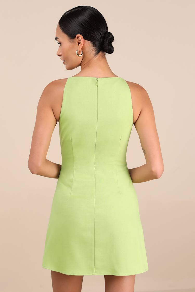 Chic Ease Lime Green Sleeveless Mini Dress