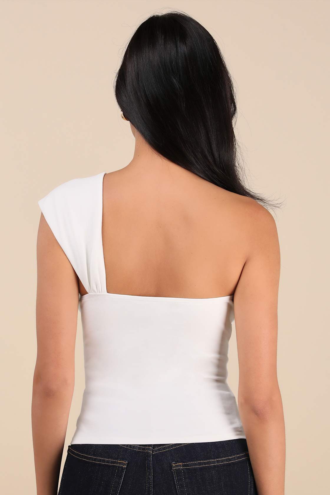 Rudia Ivory One-Shoulder Top