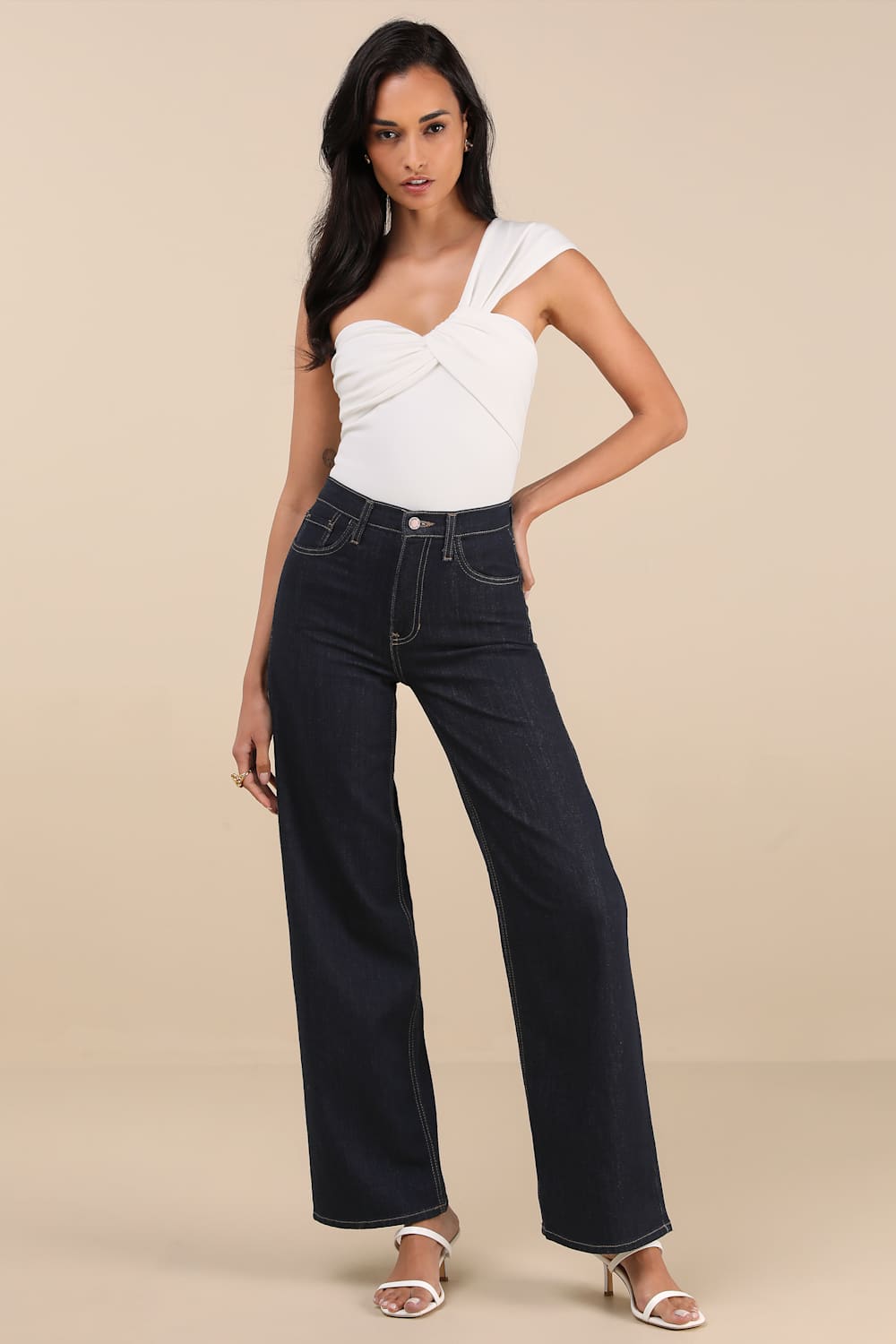 Rudia Ivory One-Shoulder Top