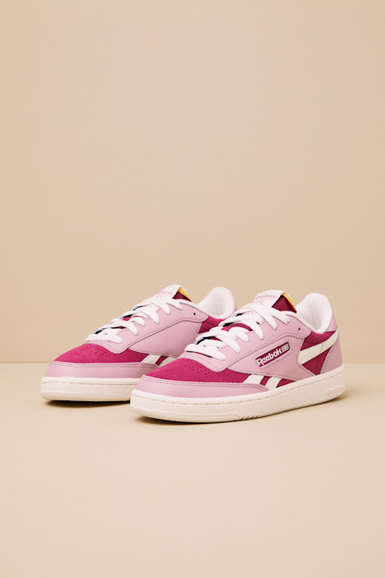 Reebok Club C Revenge Ii Very Berry And Dusty Rose Suede Sneakers In Dusty Rose