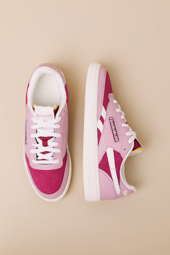 Reebok Club C Revenge Ii Very Berry And Dusty Rose Suede Sneakers In Dusty Rose