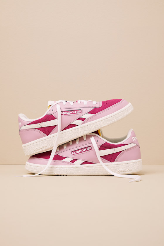 Reebok Club C Revenge Ii Very Berry And Dusty Rose Suede Sneakers In Dusty Rose