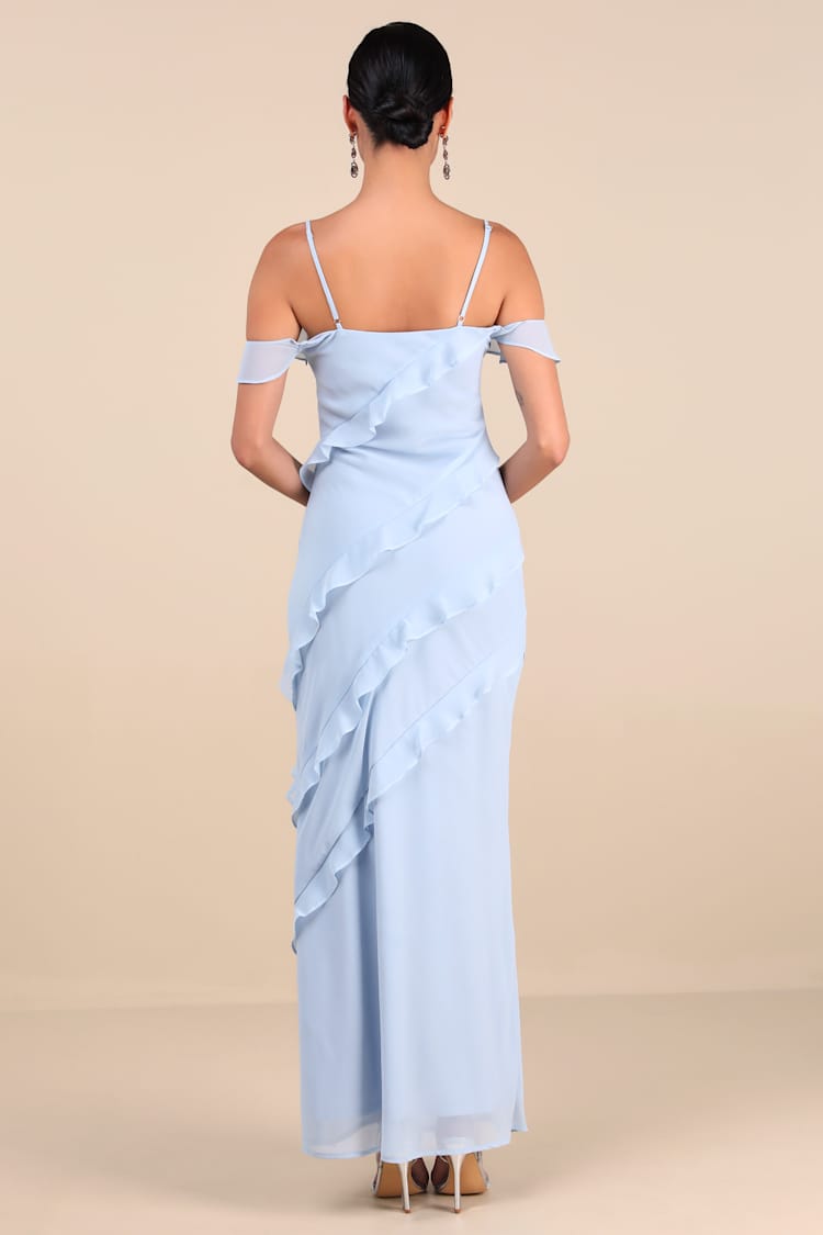 Elara Light Blue Ruffled Maxi Dress