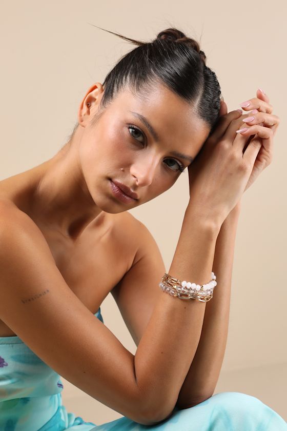 Kotoyo Gold Beaded Three-Piece Bracelet Set 1