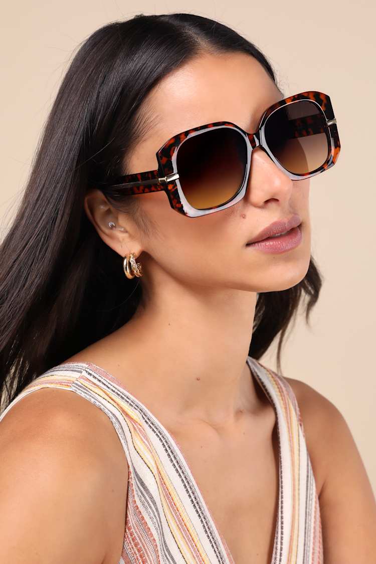 Brown Tortoiseshell Sunglasses - Oversized Square Sunglasses 