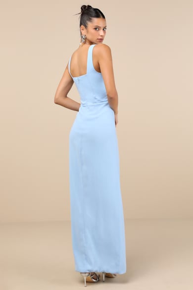 princess polly baby blue dress Dusty Blue Bridesmaid Dress Chiffon Size 2X main image 0