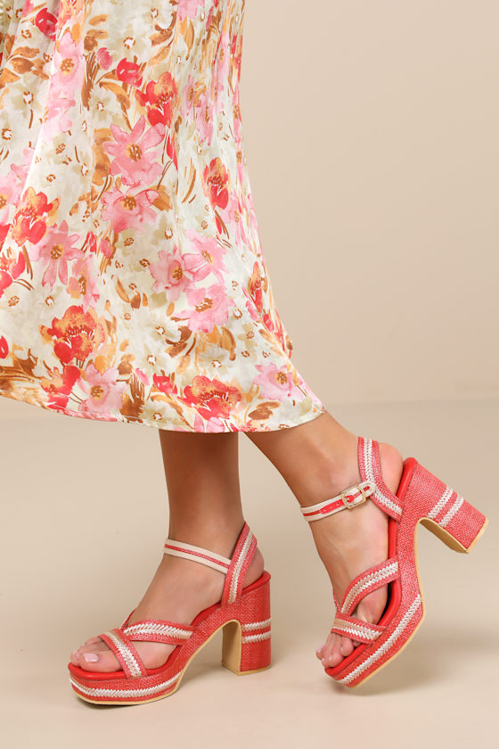 Beach by Matisse Adelaide - Red Raffia Sandals - Platform