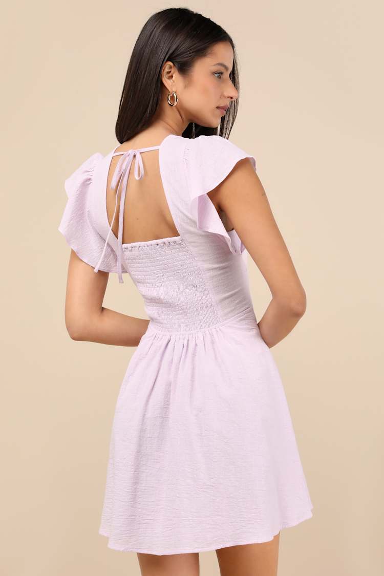 Sweeten Me Up Lilac Flutter Sleeve Mini Dress With Pockets