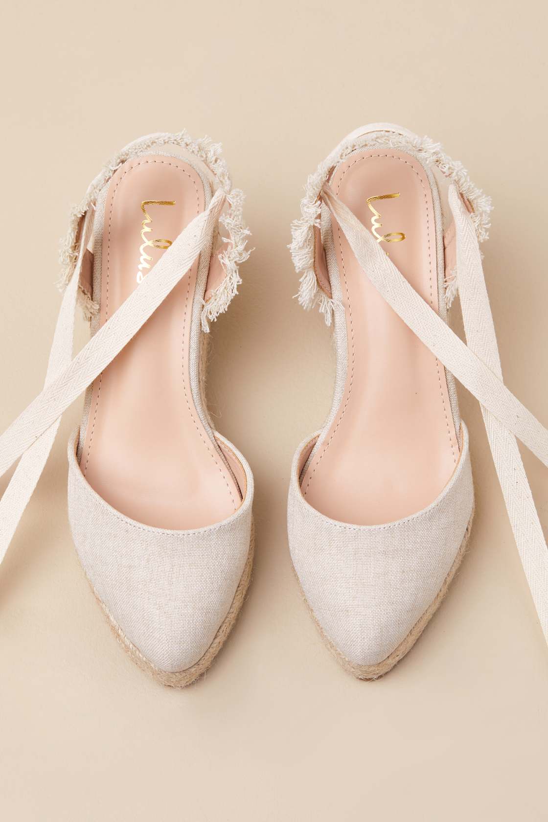 Elsinore Linen Lace-Up Espadrilles Wedges