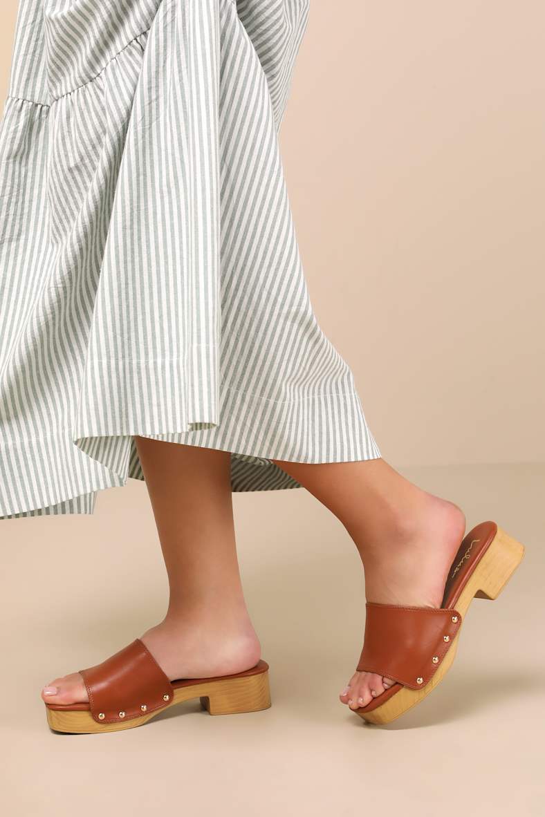 Paley Cognac Platform Slide Sandals