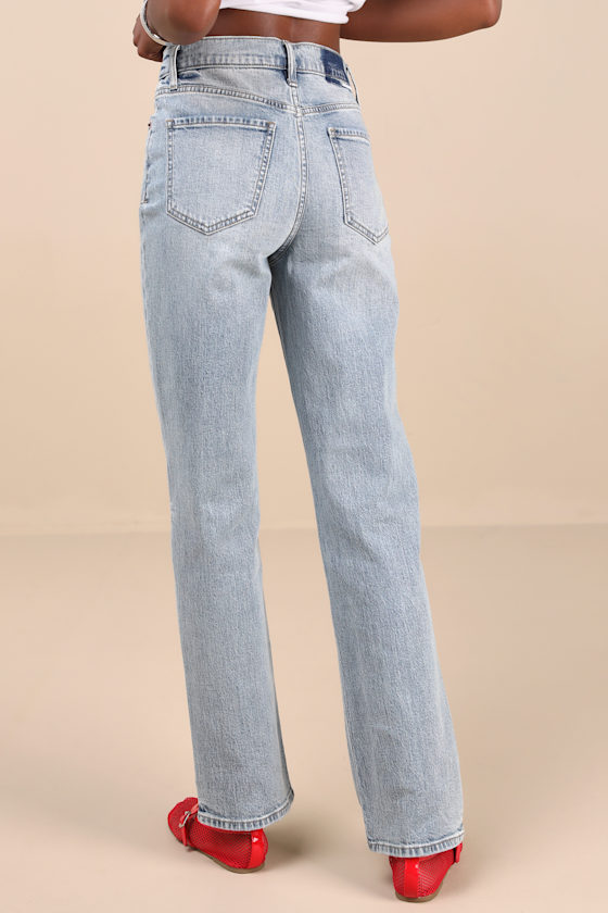 DAZE DENIM SUNDAZE LIGHT WASH DENIM STRAIGHT LEG HIGH-RISE JEANS