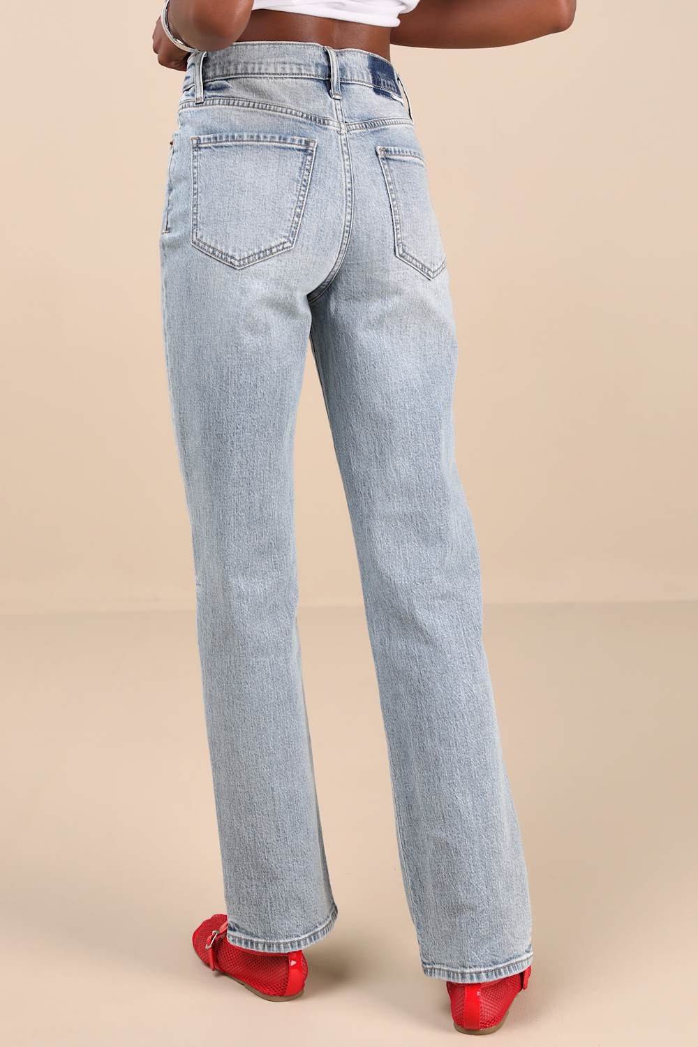 Sundaze Light Wash Denim Straight Leg High-Rise Jeans
