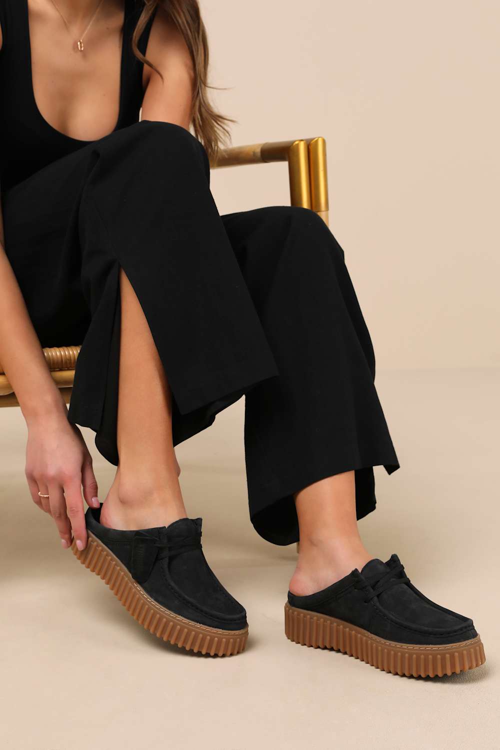 Torihill Black Nubuck Suede Leather Loafer Mules
