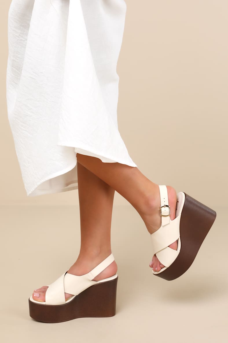 Steena Bone Platform Wedge Sandals