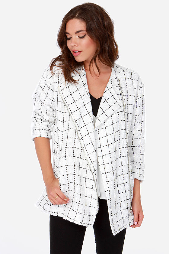 black and white check jacket
