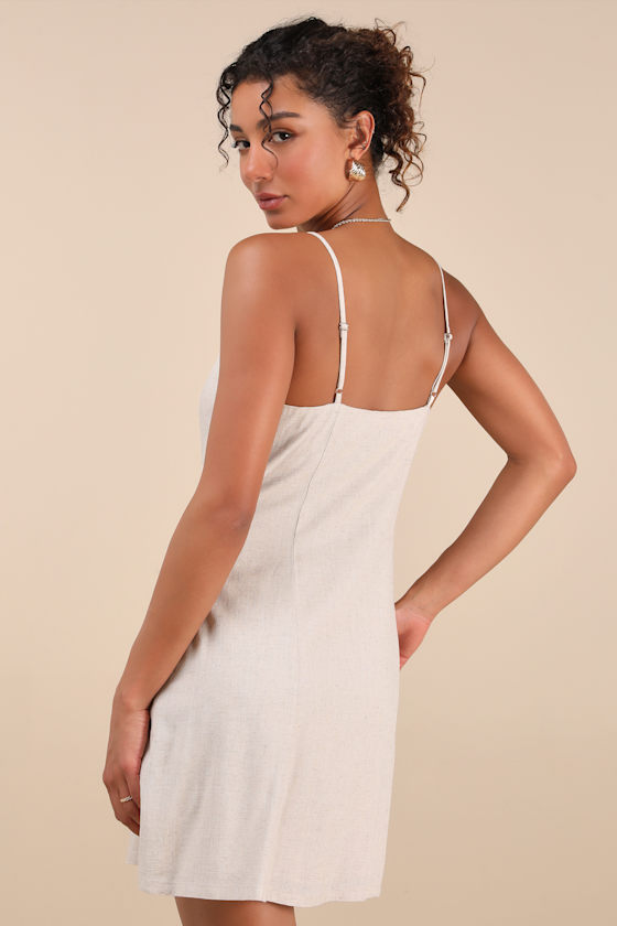 Lulus Favorite Find Light Beige Mini Dress With Pockets In Beige