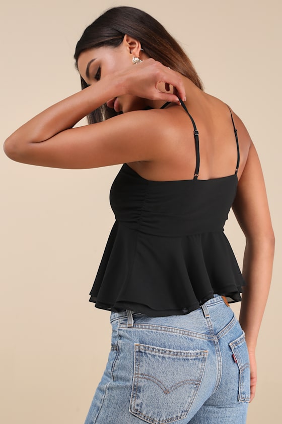 Lulus Anayah Black Tiered Cami Crop Top In Black