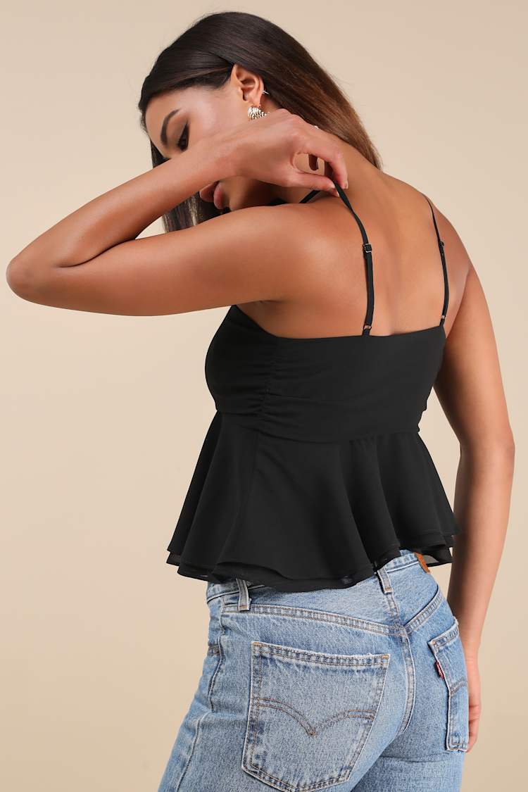 Anayah Black Tiered Cami Crop Top
