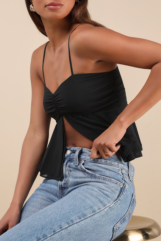 Lulus Anayah Black Tiered Cami Crop Top In Black