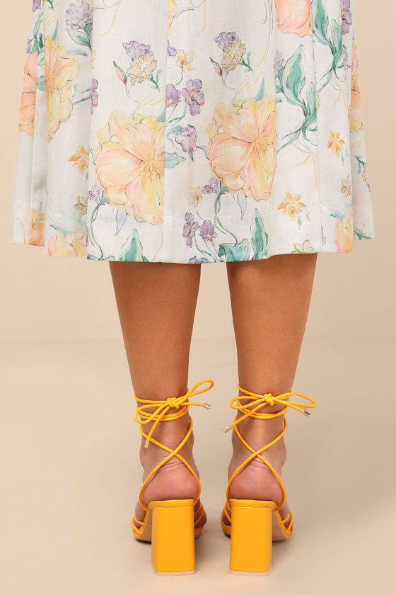 Lulus Orlie Tangerine Strappy Lace-up High Heel Sandals