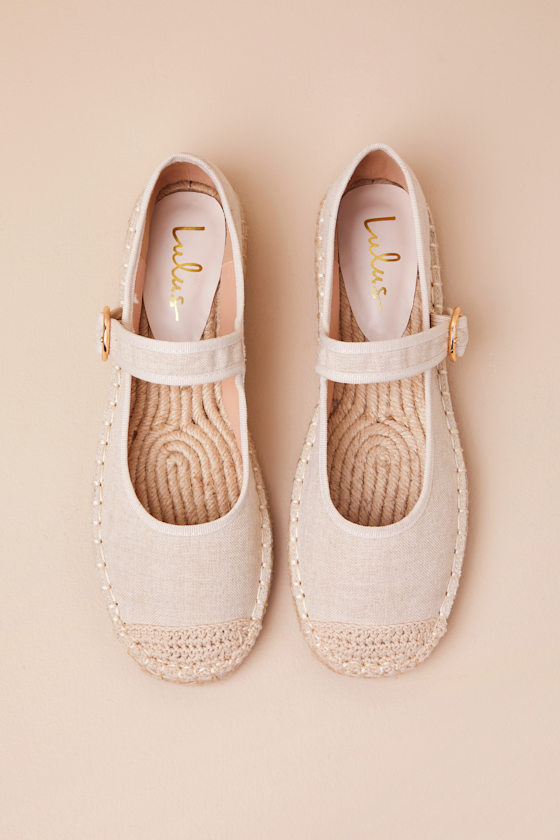 Lulus Lusa Natural Woven Espadrille Buckle Ballet Flats