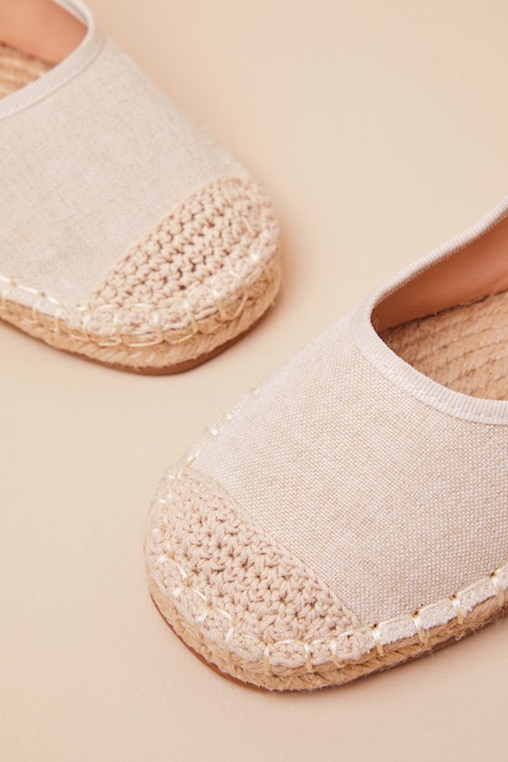 Lulus Lusa Natural Woven Espadrille Buckle Ballet Flats